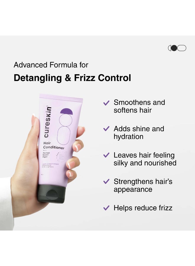 Cureskin Keratin Smooth Conditioner With Moringa, Keratin And Argan | Strenghtens And Nourishes For Damaged Hair, 80 Gram (Pack Of 1) - Image 2